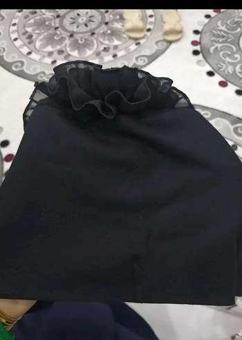 Siyah Fırfırlı dikişsiz bone - Görsel 2