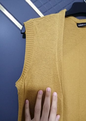 Kadın Sarı Uzun Kolsuz  yelek - Görsel 2