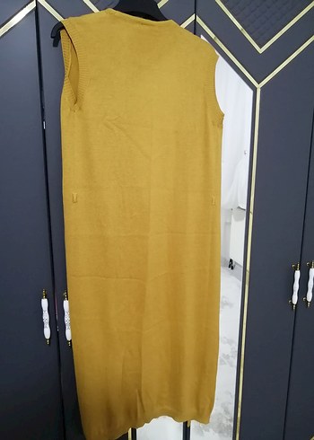 Kadın Sarı Uzun Kolsuz  yelek - Görsel 3