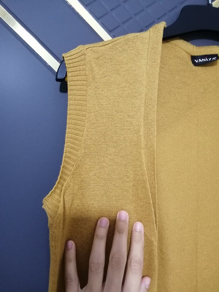 Kadın Sarı Uzun Kolsuz  yelek - Görsel 2