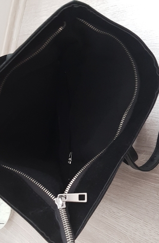universal Beden siyah Renk süet detaylı deri sırt çantası 