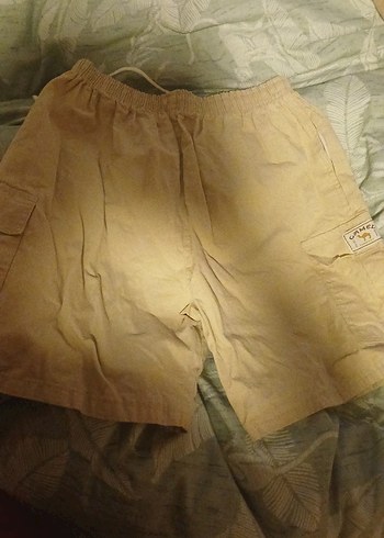 Bej Keten Rahat Kesim Midi Şort - Görsel 3