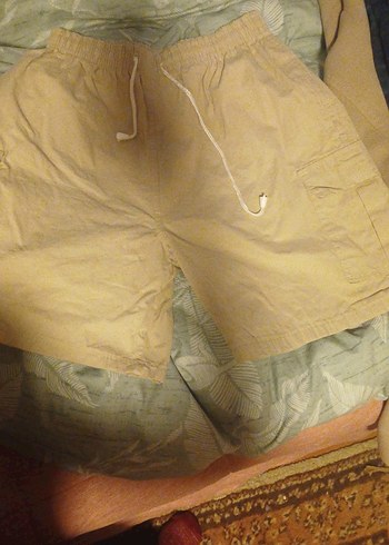 Bej Keten Rahat Kesim Midi Şort - Görsel 2