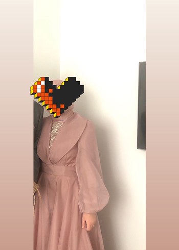Abiye İnci İşlemeli Pudra Pembe Abiye Elbise