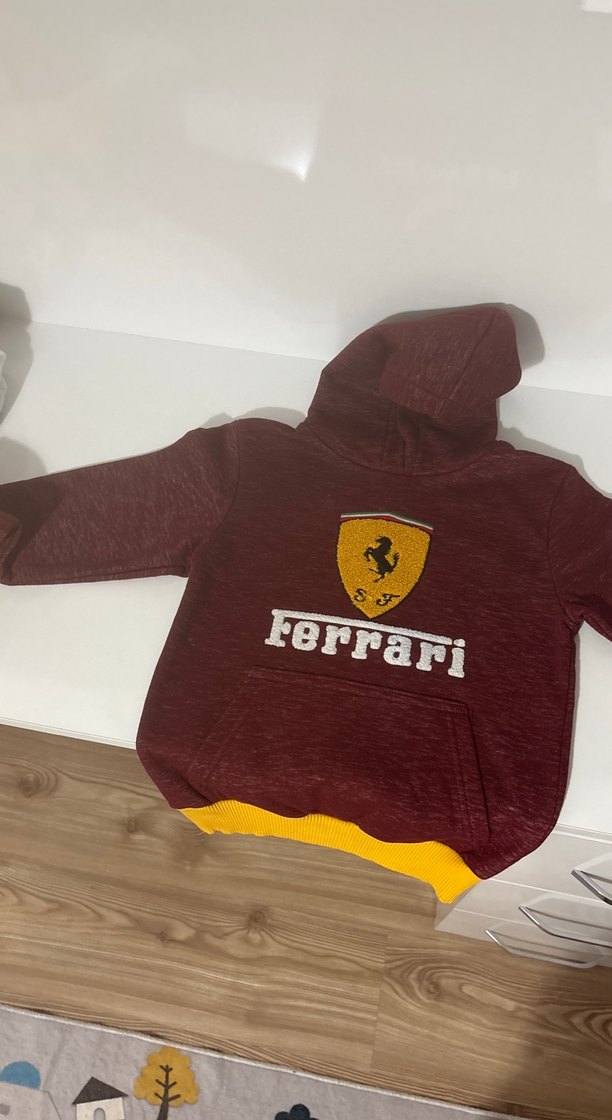 Beyaz gri sarı bordoKapüşonlu önler panç nakışlı Erkek Sweatshir - Görsel 2