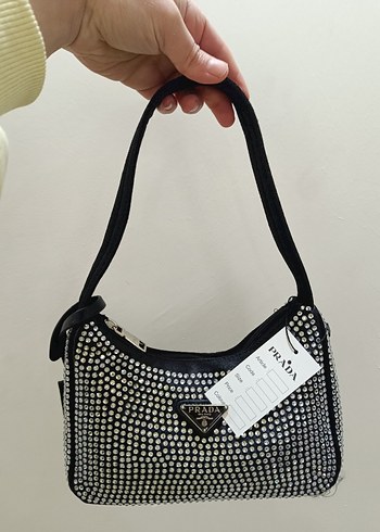 Parlak Siyah Payetli Prada Kadın Çanta - Görsel 2