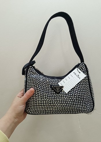 Parlak Siyah Payetli Prada Kadın Çanta - Görsel 3
