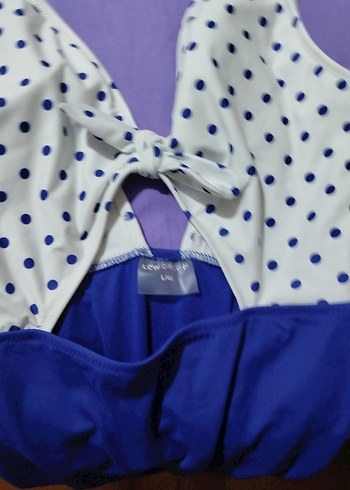 Mavi Kadın Fiyonklu İnce Askılı Mayo - Görsel 3