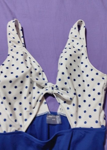 Mavi Kadın Fiyonklu İnce Askılı Mayo - Görsel 2