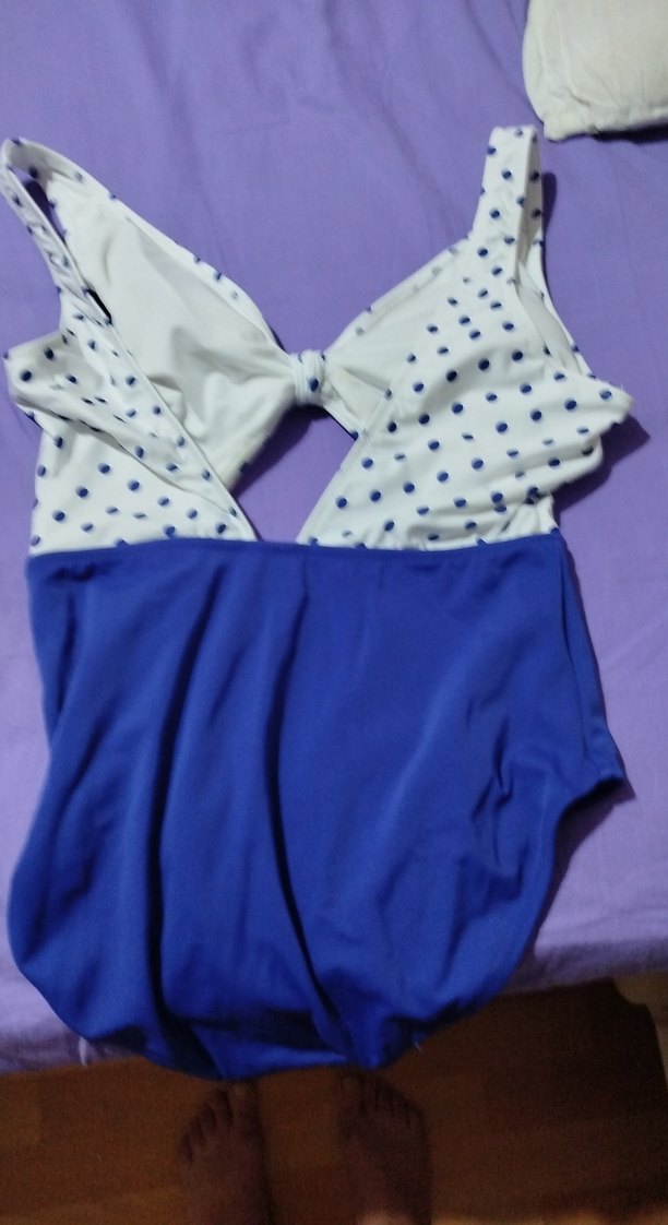 Mavi Kadın Fiyonklu İnce Askılı Mayo - Görsel 4