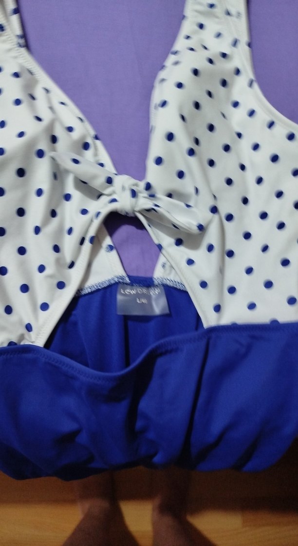 Mavi Kadın Fiyonklu İnce Askılı Mayo - Görsel 3