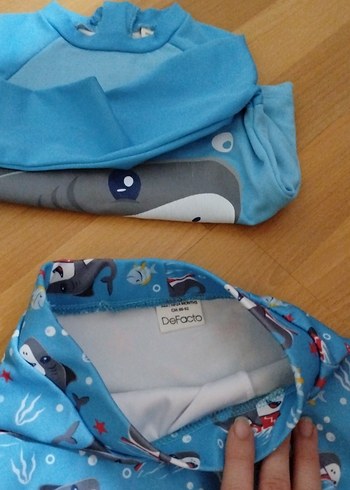 Erkek Çocuk Köpekbalığı Desenli Mavi Mayo Takımı - Görsel 4