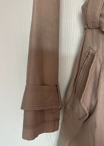 Kadın Bej Midi Trençkot Kemerli - Görsel 3