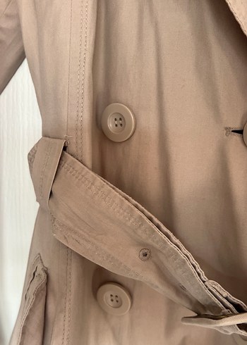 Kadın Bej Midi Trençkot Kemerli - Görsel 4