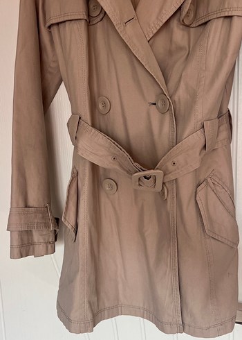 Kadın Bej Midi Trençkot Kemerli - Görsel 2