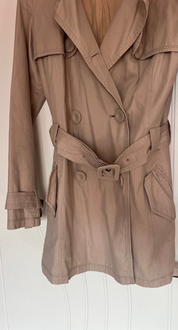 Kadın Bej Midi Trençkot Kemerli - Görsel 2