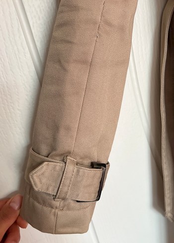 Bej Kadın Süet Trench Coat - Görsel 4