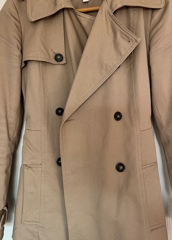 Bej Kadın Süet Trench Coat - Görsel 2