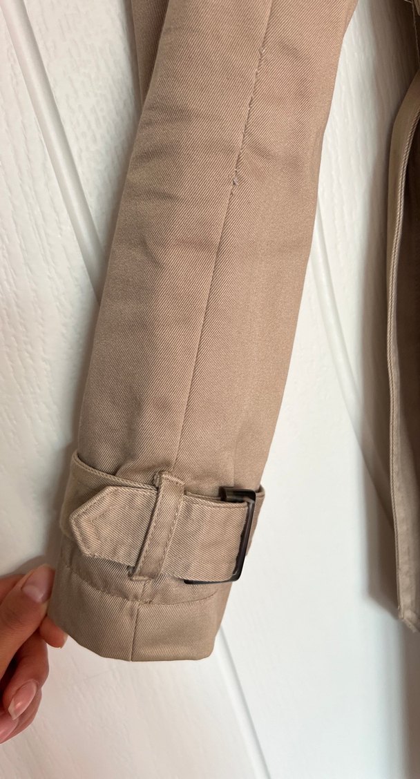 Bej Kadın Süet Trench Coat - Görsel 4