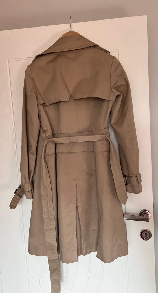 Bej Kadın Süet Trench Coat - Görsel 5