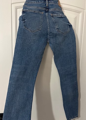 Kadın Mavi Dar Kesim Midi Boy Kot Pantolon - Görsel 3