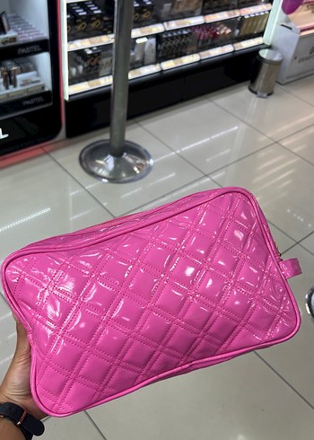 Beden Fermuarlı Pembe Kadın Makyaj Çantası