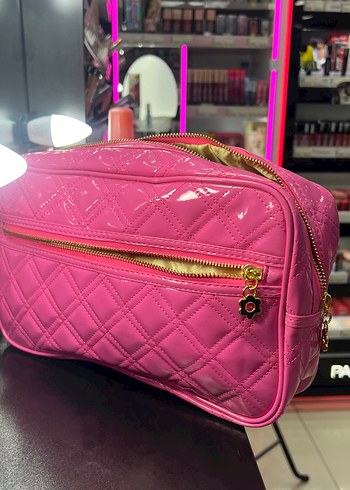 Fermuarlı Pembe Kadın Makyaj Çantası - Görsel 8