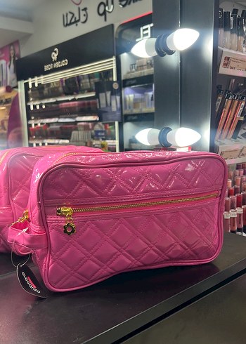 Fermuarlı Pembe Kadın Makyaj Çantası