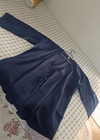 Diğer Bohem Tarzı Koyu Mavi Mini Kimono