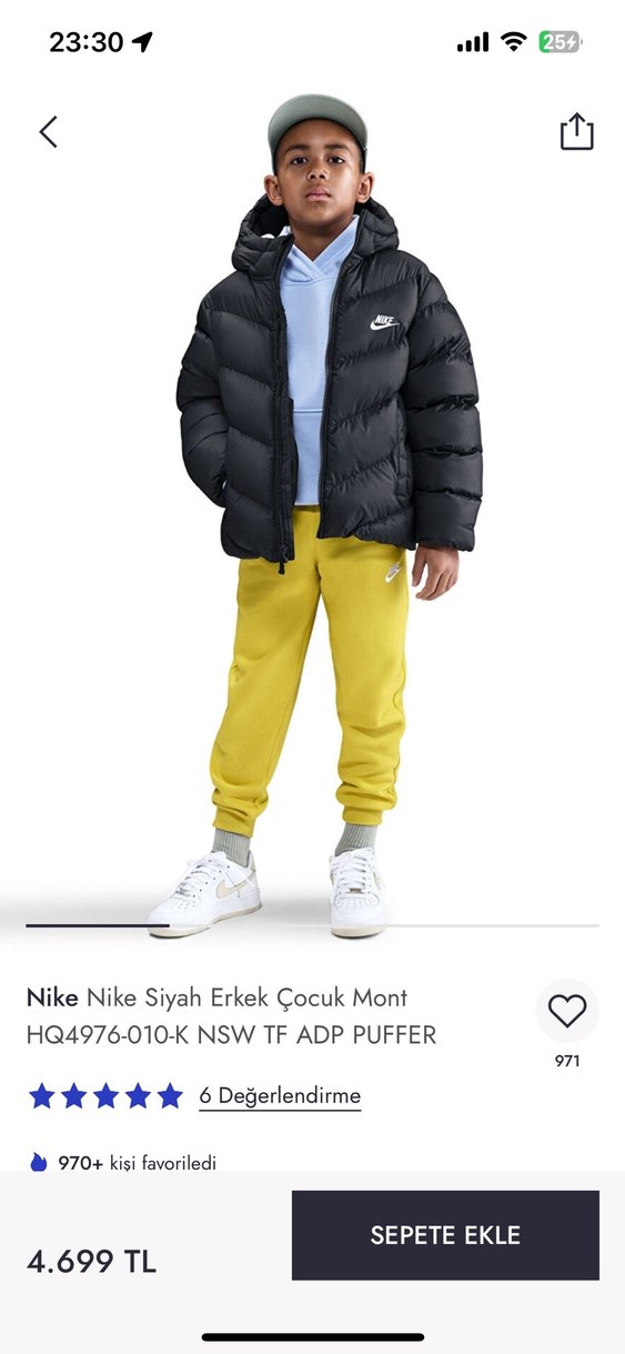 Nike Erkek Çocuk Siyah Şişme Mont - Görsel 2