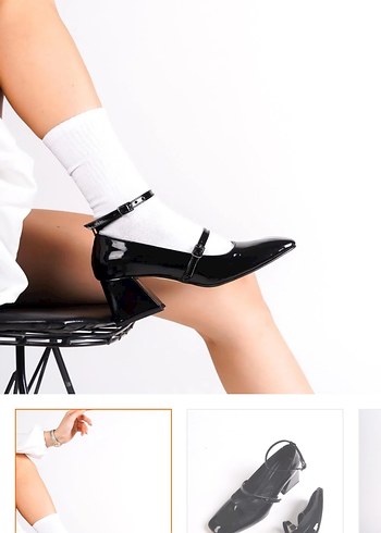 Siyah Rugan Tokalı Blok Topuk Kadın Ayakkabı - Görsel 2