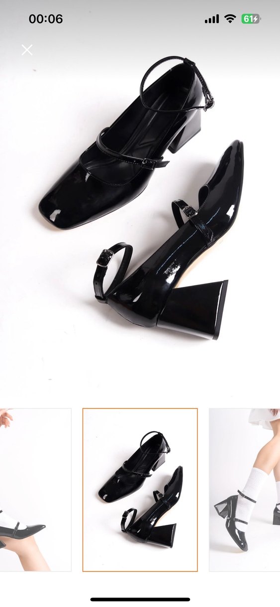 Siyah Rugan Tokalı Blok Topuk Kadın Ayakkabı - Görsel 3