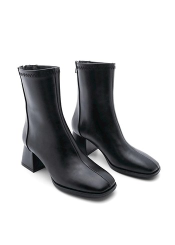 Kadın Siyah Deri Topuklu Bot - Görsel 2