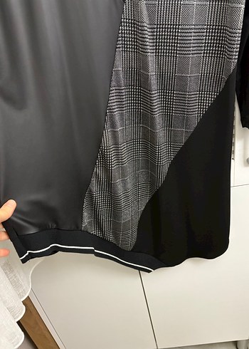 Uzun Kollu Siyah Gri Baskılı Kadın Tunik - Görsel 5