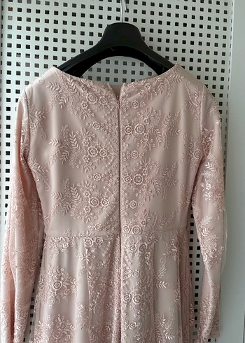 Pembe Vintage Dantel Uzun Elbise - Görsel 6