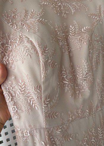 Pembe Vintage Dantel Uzun Elbise - Görsel 5