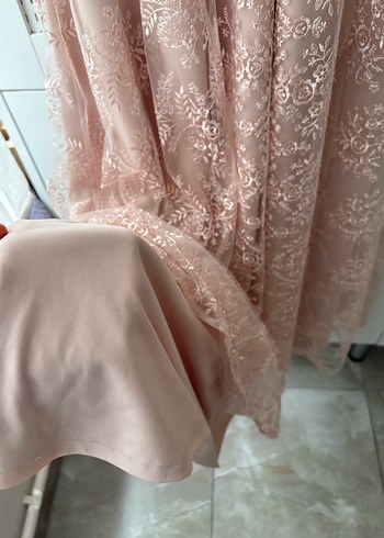 Pembe Vintage Dantel Uzun Elbise - Görsel 8