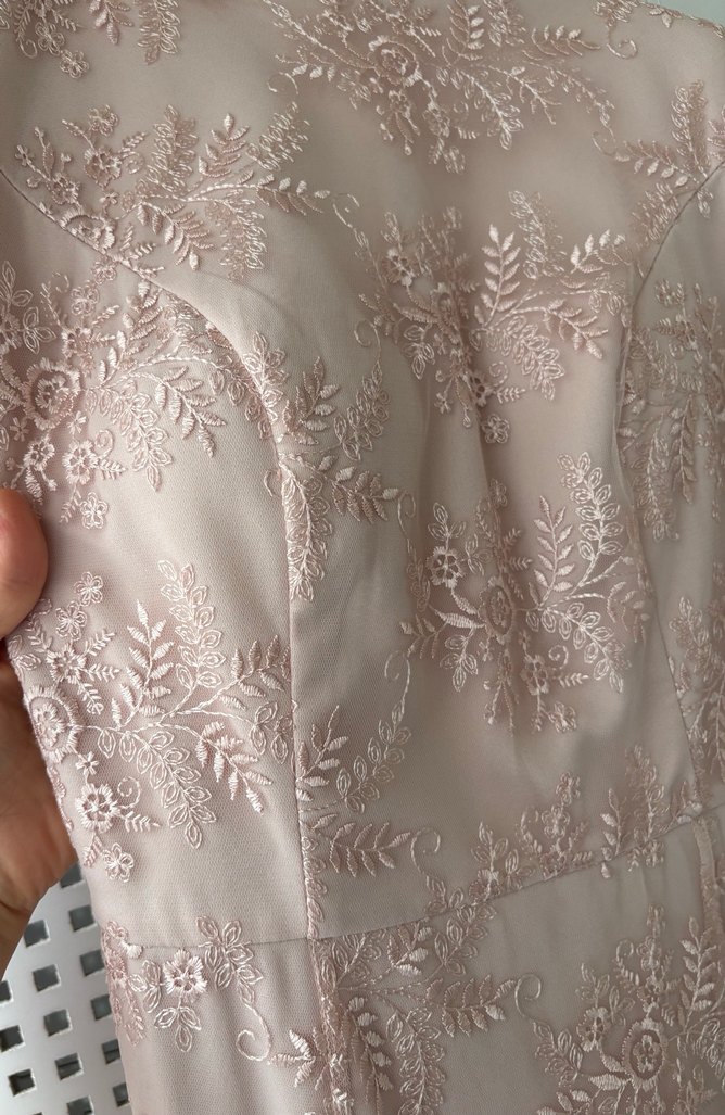 Pembe Vintage Dantel Uzun Elbise - Görsel 5