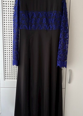 Kadın Mavi Dantelli Uzun Gotik Elbise - Görsel 2