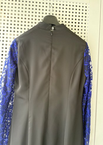 Kadın Mavi Dantelli Uzun Gotik Elbise - Görsel 3