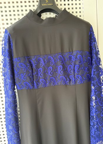 Kadın Mavi Dantelli Uzun Gotik Elbise - Görsel 8