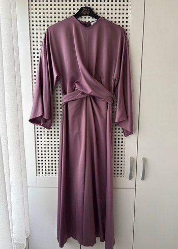 Mor Drapeli Uzun Kadın Elbise - Görsel 2