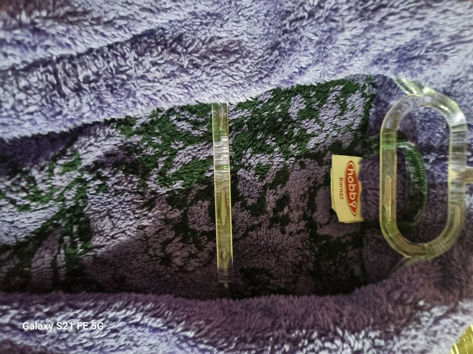 Mor Batik Desenli Kadife Bornoz - Görsel 2