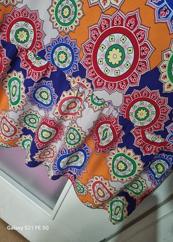 Renkli Bohem Uzun Kollu Uzun Elbise - Görsel 3