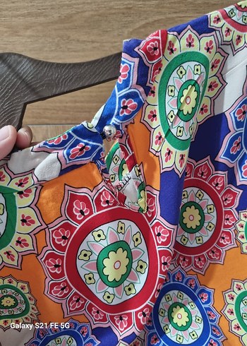 Renkli Bohem Uzun Kollu Uzun Elbise - Görsel 4