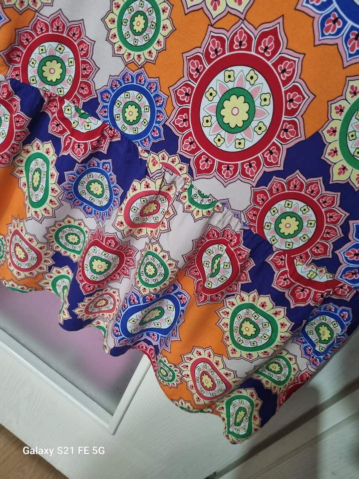 Renkli Bohem Uzun Kollu Uzun Elbise - Görsel 3