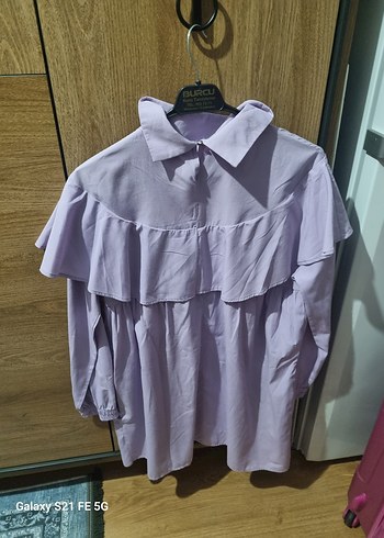 Uzun Kollu Lila Hamile Bluzu - Görsel 4