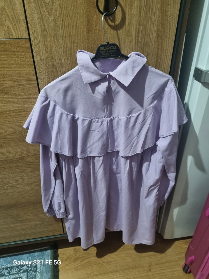 Uzun Kollu Lila Hamile Bluzu - Görsel 4