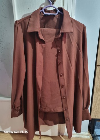 Düğmeli Kahverengi İkili Takım - Görsel 2