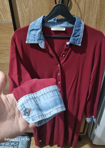 Bordo Düğmeli Kadın Tunik - Görsel 3